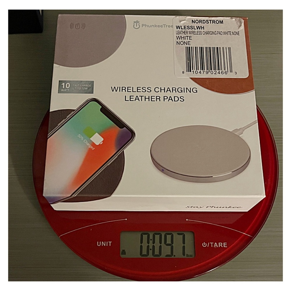 NORDSTROM PHUNKEETREE Wireless White Leather Charging Pad Cable QI Technology - Picture 12 of 12